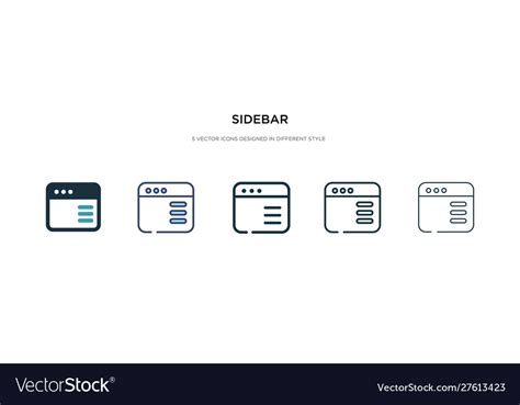 Sidebar Icon In Different Style Two Colored Vector Image