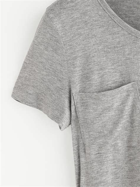 Curved Hem Marled T Shirt Sheinsheinside