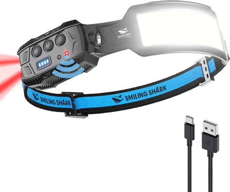 Amazon Smiling Shark Headlamp Head Lamp Led Rechargeable 6 Modes