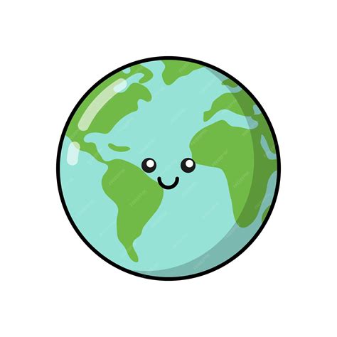 Planeta Tierra Estilo Kawaii Vector Ecología Garabatos Del Planeta Tierra Día Mundial De La