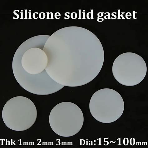 Silicone Solid Gasket White Round Rubber Sheet Thk 1mm 2mm 3mm Silicone