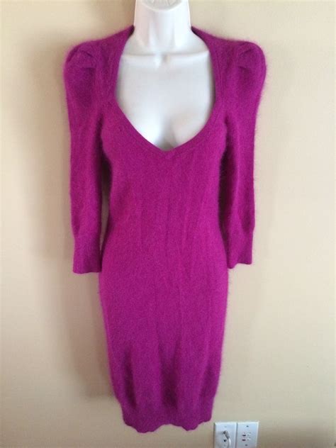 Womens Moda International Victorias Secret Pink Angora Sweater Dress Sz M