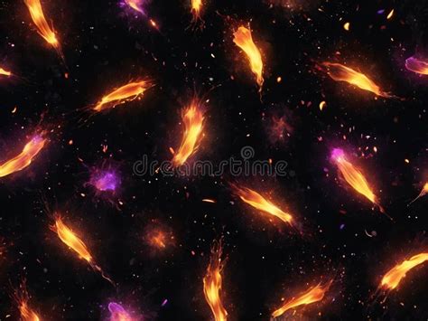 Abstract Neon Fire Ember Particle Over Halloween Black Background Dark