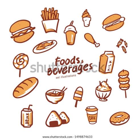 Food Beverage Set Illustration Stock Vector Royalty Free 1498874633 Shutterstock