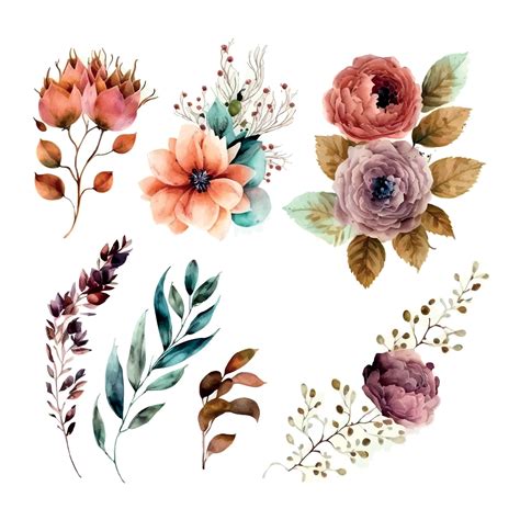 Watercolor Floral Bouquet Illustration Set Mother S Day Blush Pink