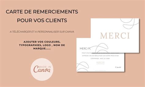 Carte De Remerciements Pour Vos Clients Merci Pour Votre Etsy France