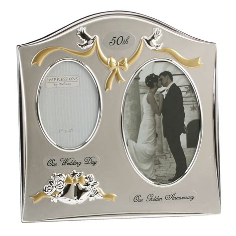 Juliana Two Tone Silver Plated Wedding Anniversary Photo Frame 50th