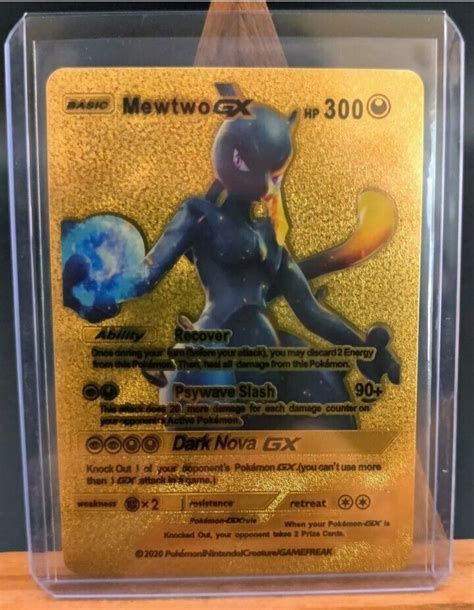 Mavin Dark Nova Mewtwo Gx Gold Foil Fanart Pokemon Card Hp