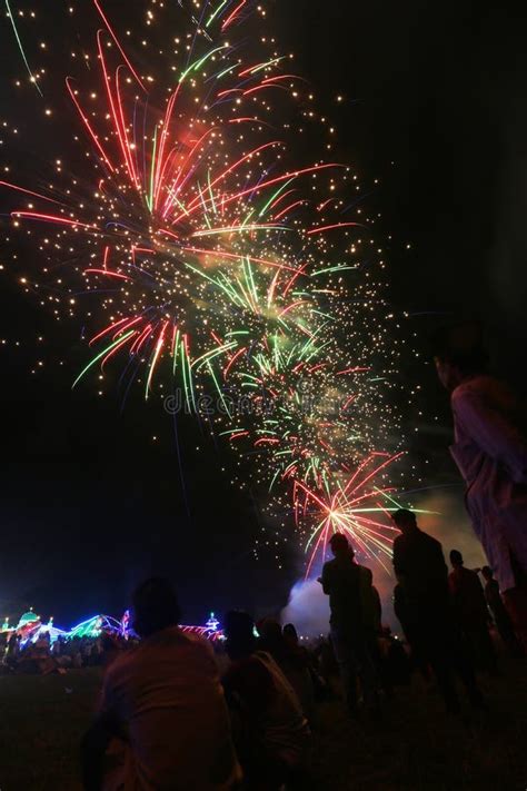 Fireworks At The Eid Al Fitr Event In Cursed Village Indonesia 3 Stock