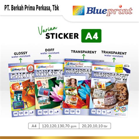 Jual Kertas Stiker A Blueprint Sticker Varian Glossy Inkjet