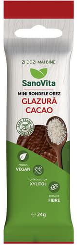 Sanovita Mini Rondele De Orez Cu Glazura De Cacao Fara Zahar Xylitol