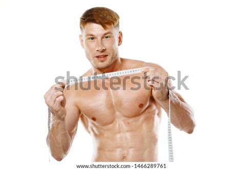 Strong Man Naked Torso Holding Measuring Stock Photo 1466289761 Shutterstock
