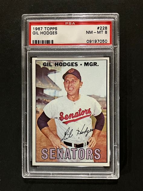 1967 Topps Gil Hodges 228 Washington Senators Graded PSA 8 NM