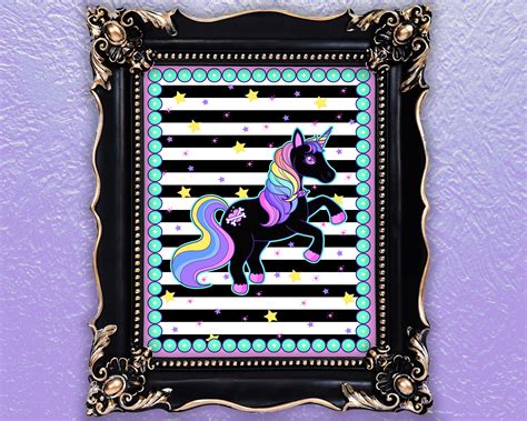 Rainbow Pastel Goth Unicorn Printable Wall Art Pastel Goth Etsy