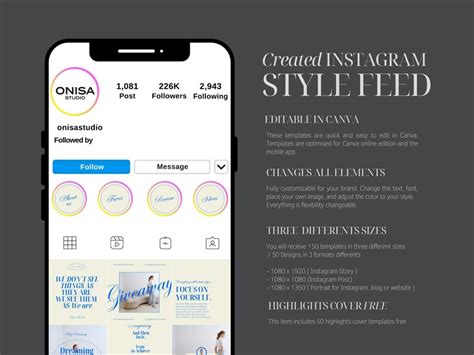 Blue Canva Instagram Template Simple Canva Template Aesthetic Etsy