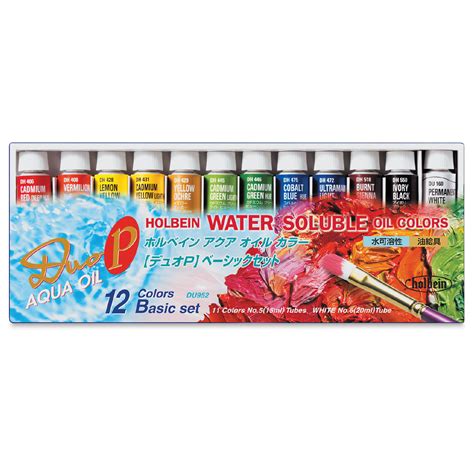 Holbein Duo Aqua Water Soluble Oils Basic Set Of 12 Colors 15 Ml