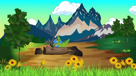 Cartoon Forest Mountain Background