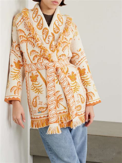 ALANUI Lush Nature Fringed Cotton And Wool Blend Jacquard Cardigan