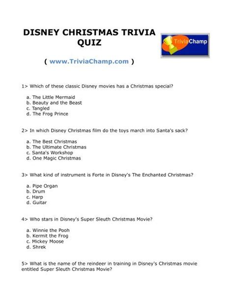 DISNEY CHRISTMAS TRIVIA QUIZ - Trivia Champ