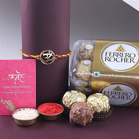 Buy Send Sneh Designer Om Rakhi With Ferrero Rocher Online Fnp