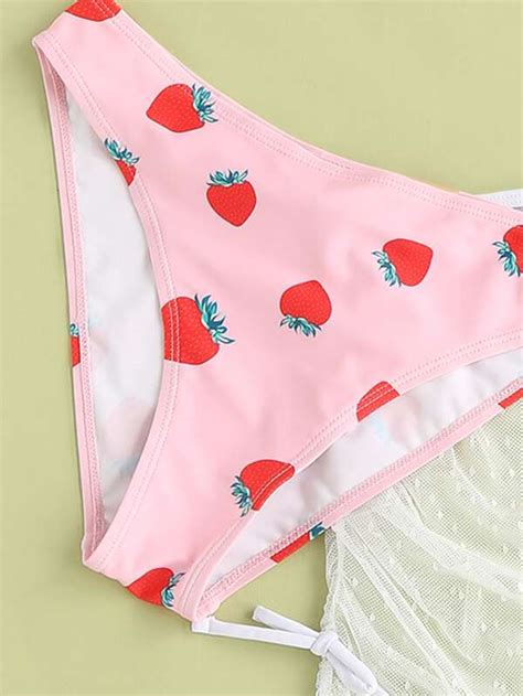 Shein Chicas Adolescentes Ba Ador Bikini Con Estampado De Fresa Con