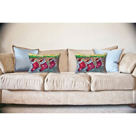 The Holiday Aisle Francesca Stockings Outdoor Rectangular Throw Pillow