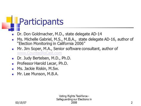 Safeguarding The 2008 Vote Key Inputs For The Senate Rules And