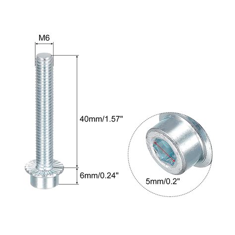 M6x40mm Flanged Socket Head Screws 10 Pack 88 Grade Carbon Steel Flange Bolts