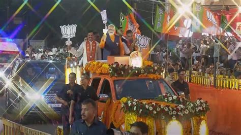 Lok Sabha Elections 2024 Pm Modi Holds Roadshow In Madhya Pradeshs