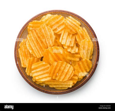 Crinkle Cut Potato Chips Isolated On White Background Tasty Spicy