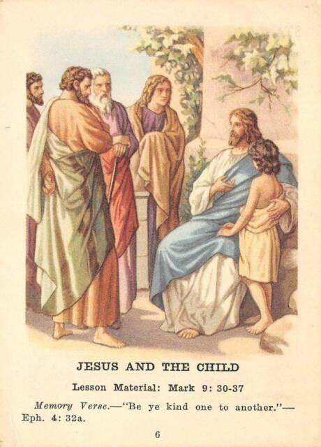 Jesus And The Child Religious Memory Verse Mark 9 30 37 1938 Vintage