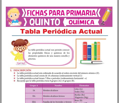 Tabla Periódica Actual para Quinto de Primaria Actividades Educativas