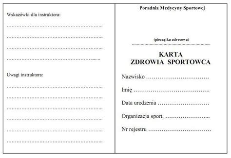 Pi Ki No Nej Karta Zdrowia Sportowca Karta Azije