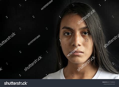 Close Up Serious Beautiful Black Haired Latina Stock Photo Shutterstock
