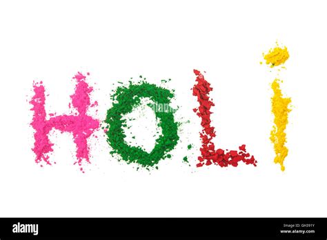 The Word Holi The Indian Festival Of Colors Spelled Out With Various