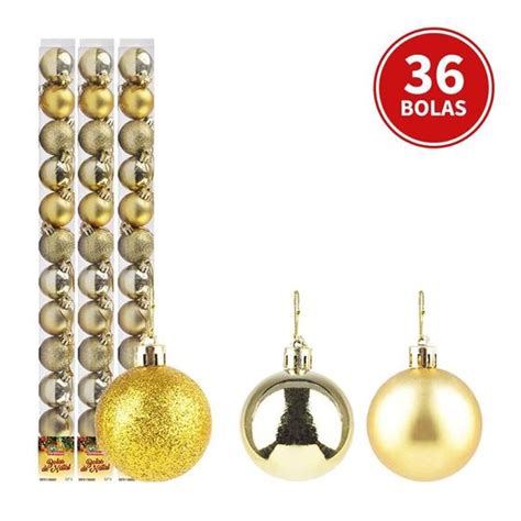 Kit 36 Bolas Vermelhas ou Douradas Enfeite Para Árvore Natal e