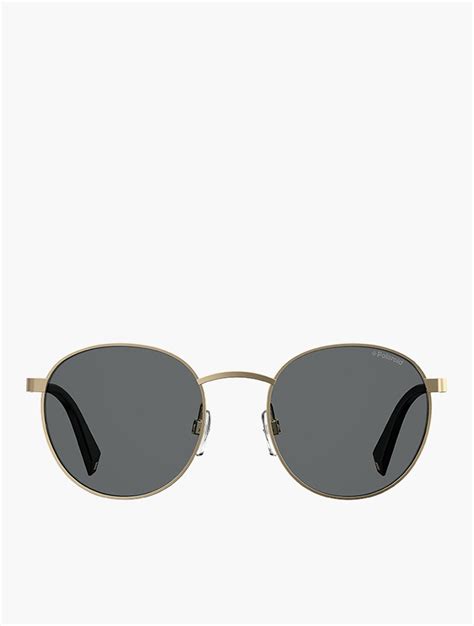 Myrunway Shop Polaroid Gold And Grey Polarized Round Sunglasses For