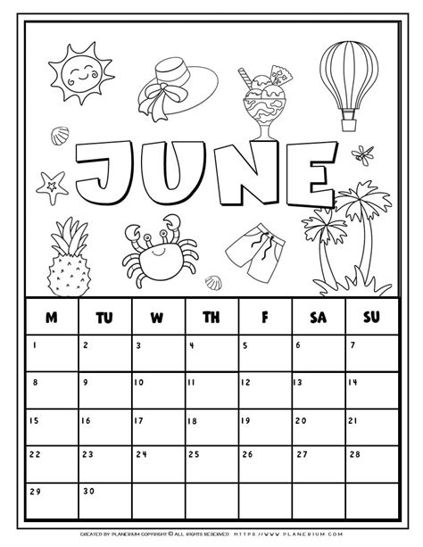 June 2024 Coloring Calendar Collen Dorothea