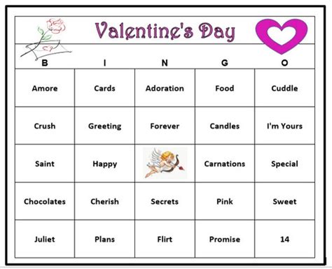 Valentines Day Party Bingo Game 60 Cards Hearts And Love Themed