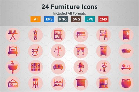 Glyph Gradient Circle Furniture Icon Masterbundles