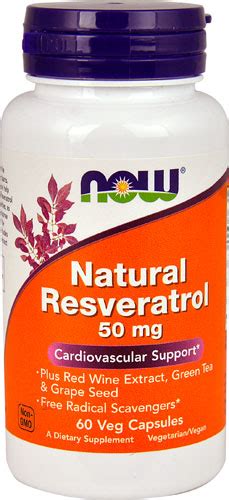 NOW Natural Resveratrol 50 Mg 60 Vegetarian Capsules Vitacost