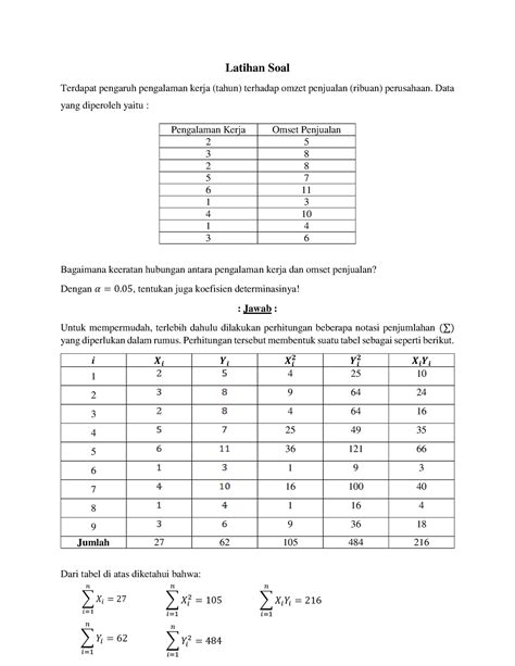 Pembahasan Soal Latihan Materi Korelasi Dan Determinasi Latihan Soal
