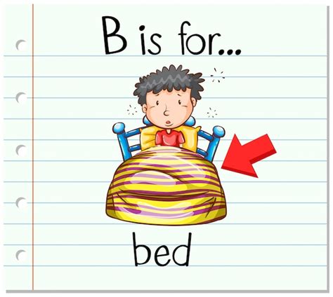 Premium Vector | Flashcard letter b is for bed