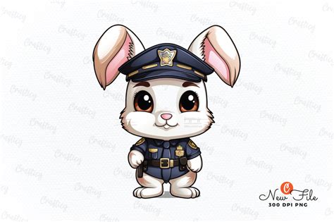 Police Bunny Cute Sublimation Clipart Graphic by Graftify · Creative ...