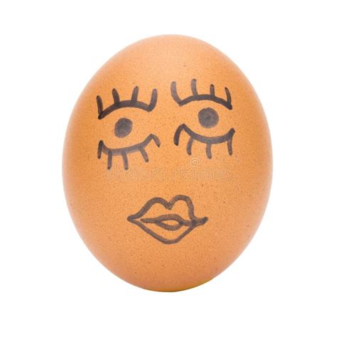 Egg Face Cute Woman Concept Isolated On White Background Stock Photo