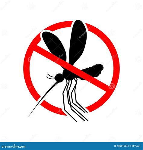 Stop Mosquito Forbidden Swarm Mosquitoes Stock Vector Illustration