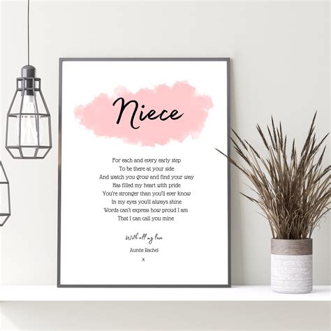 Personalised Niece Poem Unframed Print Etsy Uk