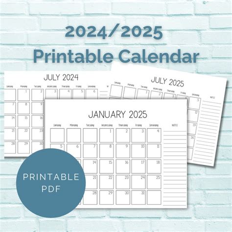 2025 Calendar Printable Pdf Etsy