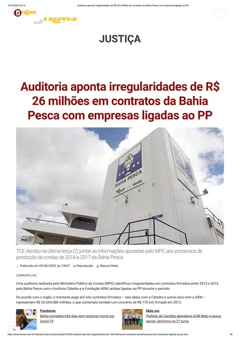 Auditoria Aponta Irregularidades De R 26 Milhões Em Contratos Da Bahia