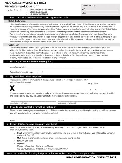 Fillable Online Kingcounty GovwwwSignature Resolution Form Office Use